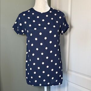Reformation Polka Dot Short Sleeve Top Navy White Viscose Size M – Lightweight